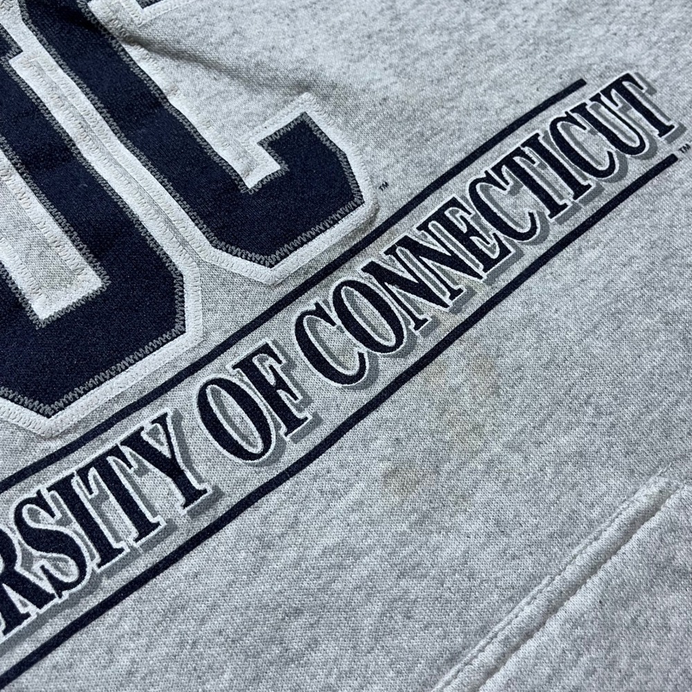 Vintage Tultex University of Connecticut Hoodie Large Grey UConn Sweatshirt 90s - Picture 7 of 14